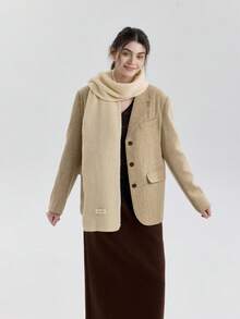 1 szt. Jednokolorowy szalik, elegancki i wszechstronny na jesień/zimę, przyjazny dla skóry, teksturowany w paski, odpowiedni na wyjścia, randki, do noszenia na co dzień lub do pracy