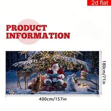 1 pieza Pancarta grande de poliéster para puerta de garaje, paisaje nevado invernal con Papá Noel y animales, durable y fácil de colgar, adecuada para decoración de pared en fiestas de Navidad y Año Nuevo - Rojo y blanco - Ver 4