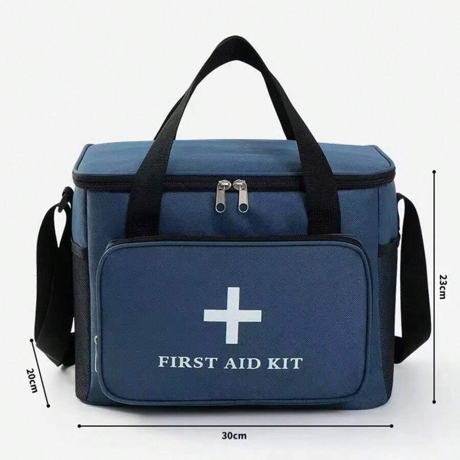 1 trusă de prim ajutor cu buzunare multiple, capacitate mare, trusă de prim ajutor pentru casă și călătorie cu curea de umăr și trusă de prim ajutor pentru sporturi în aer liber, care poate fi purtată în călătorii. - Albastru marin - Vizualizare 1