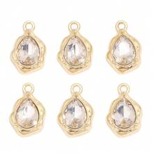 10pcs Mixed Shiny Colorful Heart, Crystal, Bow, Rabbit, Water Drop Elegant Alloy Pendants, Charms For Necklace, Earrings, DIY Jewelry Making - Gold - View 14