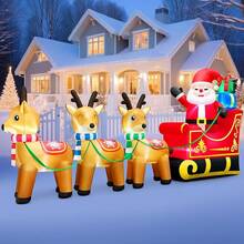 2.43M Muñde Nieve Inflable para Navidad, decoración para Exteriores con bastón de Caramelo, Luces LED de Colores giratorias incorporadas, muñde Nieve Inflable para decoración de Patio - 366CM-trineo de renos - Ver 11