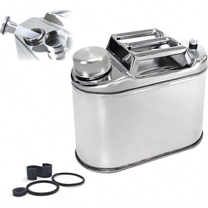 Tanque para Gasolina de Acero Inoxidable 5L 1.3 Galones, Recipientes para Gasolina Espesado con Salida de Aceite Asa Portátil, Recipiente de Combustible Metal para Auto Motocicleta SUV ATV
