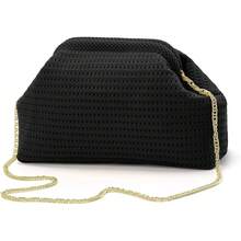 Beach Clutch,Woven Clutch Purses,Cloud Dumpling Pouch Purse,Crossbody Bags,Hollow Evening Bag Women - 粉色 - 查看 6