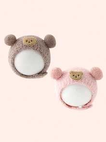 婴儿熊耳帽，毛绒冬季帽子，适合男婴和女婴