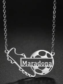 Collar con colgante personalizado de jugador de fútbol, accesorio de moda deportiva de acero inoxidable para mujeres, adecuado para ocasiones diarias y deportivas, con grabado en inglés con tema de fútbol