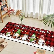 Felpudo con tema navideño, de poliéster, alfombra decorativa para el piso adecuada para la entrada del hogar, sala de estar, dormitorio y cocina
