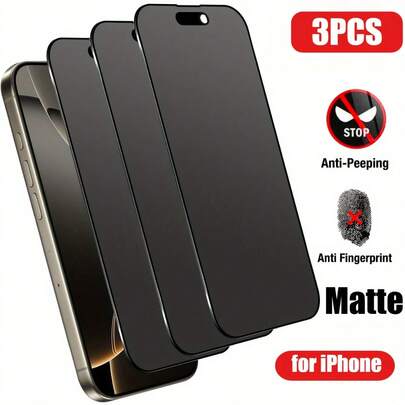 3pcs Matte Privacy Screen Protector Compatible With IPhone17/17Air/17Pro/17Pro Max, Frosted Anti-Peeping Protective Film, Compatible With IPhone Protective Film, Anti-Fingerprint, Anti-Glare, Anti Drop, Anti Scratch, Full Coverage Series Birthday,Delicate Touch,Family, Friends Gift Tempered Glass, Mobile Screen Protector, Mobile Phone Accessories