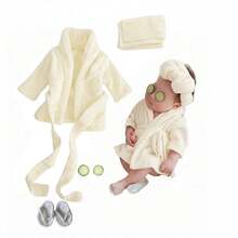 5PCS Newborn Photography Props Baby Girl Bathrobes Bath Towel Outfit With Slippers Cucumber Photo Props For Infant Boys Girls Baby Shower Easter Gift Things For Girls/Boys - Multicolor - View 17