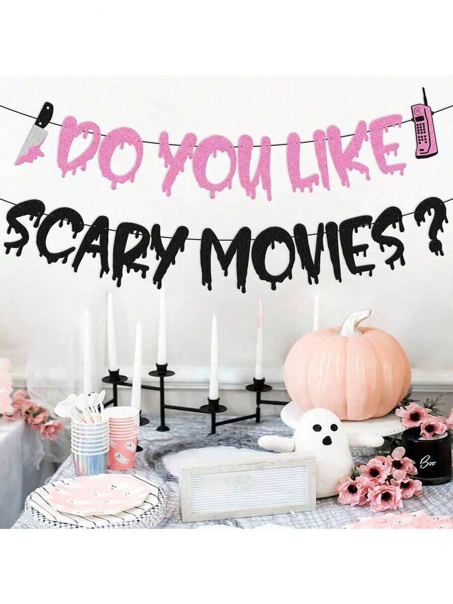 1 Set Do You Like Horror Movies? Halloween Decoration Banner, Horror Movie Themed Scream Party Decor, Scary Night Birthday Party Supplies