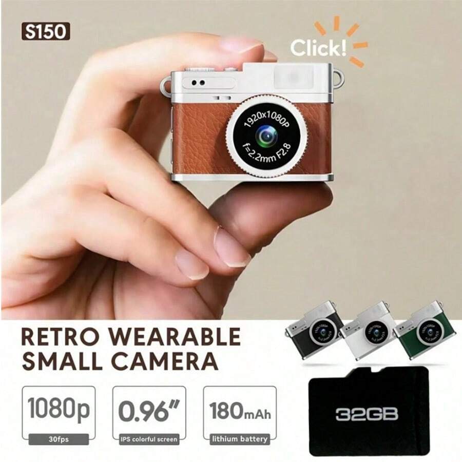 An Exquisite And Cute Mini Camera, A Small Portable Photography Gadget. This Retro, Mini Wearable Photography Device Comes. It Features Switchable Filters, A Flash, And Video Recording Capabilities, Equipped With A 0.96-Inch IPS Screen And An LED Fill Light.