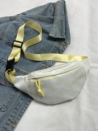 1 pieza Bolso de cintura de moda para mujer con cremallera oculta, bolso de pecho de unicolor integrado, monedero impermeable de nailon
