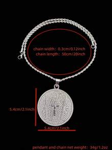 1pc Fashion Creative Cross & Jesus Pendant With 13mm Miami Cuban Chain, Men's Hip Hop Rock Street Style Cross & Jesus Pendant Necklace, Punk Retro Necklace, Suitable For Daily Wear Or Party, Valentine's Day Gift, 2 Chain Options - Silver - View 9