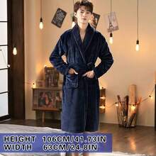 1 pieza Bata de franela con cuello en V, manga larga y cinturón en la cintura, elegante y unisex, suave y absorbente, adecuada para ducha, hotel, piscina, salón, uso personal, regalo