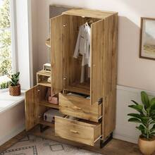 Bedroom Armoires - Black + Natural + MDF - View 8