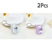 16 件 1 英寸闪光白色迷你相册钥匙扣，简约优雅学生证/卡夹相册 - 無色 - 查看 17