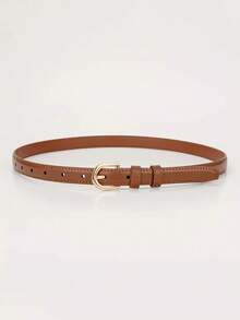 1/2/3pcs Semi-Oval Buckle Versatile Fashionable PU Leather Belt For Women - Multicolor - View 5