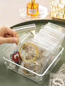 100/10pcs PVC Transparent Jewelry Anti-Oxidation Zipper Bags, Plastic Bags For Packaging Jewelry, Rings, Earrings And Other Transparent Polyethylene Bags - Clear - View 10