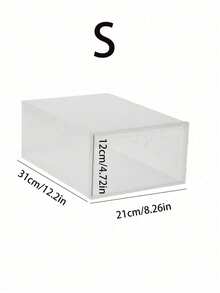 6 件/套，12 件/套，鞋子收纳盒，透明可堆叠鞋子收纳盒，节省空间的可折叠鞋架运动鞋容器，高品质鞋架鞋盒。 - 無色 - 查看 2