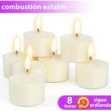 50 piezas de velas de té de 8 horas sin fragancia natural, velas de té sin aroma.Sin humo y sin olor, perfecto para aniversarios, Navidad y Halloween (50 piezas, blancas, 8 horas). - blanco - Ver 8