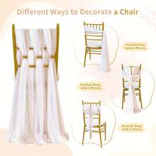 1pc/5pcs/10pcs/20pcs Cheese Cloth Chair Sash, Wedding Aisle Decor Chair Bow Sash Design, Universal Chair Cover Sash For Wedding Reception Party Hotel Event Decoration