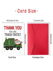 1 pieza Tarjeta de Navidad divertida de agradecimiento - Papá Noel fantástico con camión verde, saludo navideño humorístico para amigos, familia y colegas - Tarjeta de papel festiva con diseño rojo y blanco, sin baterías necesarias, Tarjeta de Navidad, Día de Navidad, Tarjetas de felicitación de Navidad, Diseño caprichoso, Ilustración juguetona, Material de papel de calidad, Mejor para Navidad