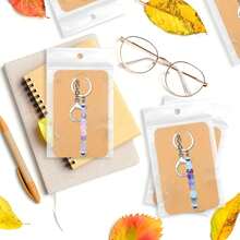 6/12pcs Fashionable Beaded Metal Keychain (With Individual Packaging), Keyring DIY Beaded Keychain, Cute Bag Pendant Ornament, Gift For Boyfriend/Girlfriend, Valentine's Day