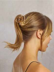 1 Peça Clipe de Cabelo Geométrico de Metal de Cor Sólida, Adequado para Mulheres com Cabelo Fino, Serve para Penteados Meio-Presos, Clipe de Cabelo na Nuca, Adequado para Uso Diário de Mulheres, Acessório de Cabelo de Inverno, Moda Elegante Grampo de Cabelo