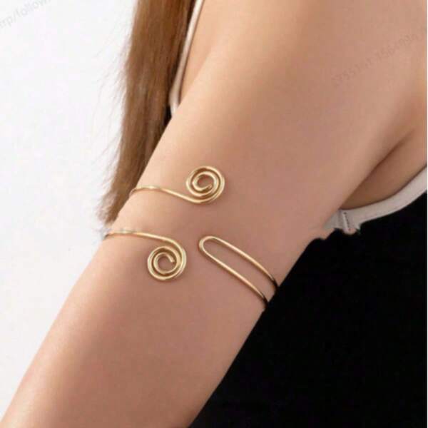 1PC Spiral Armband Swirl Upper Arm Cuff Armlet Bangle Bracelet Egyptian Costume Accessory For Women Gold Silver Color