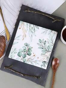 60/20PCS Disposable Paper Napkins With Green Foliage Eucalyptus Leaves Design,Western Food Party Printing Napkins For Birthday, Weddings, Holidays, Halloween, Christmas, New Year, Party Supplies,Supplies Table Decorations,13* 13 Inch