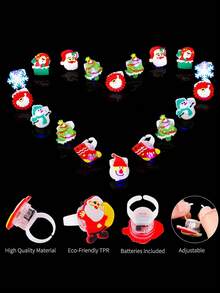 20 件圣诞派对礼物发光戒指派对用品闪光发光指环装饰适合儿童成人 - 彩色 - 查看 4