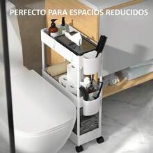 Timotech Carrito de Almacenamiento Delgado con Ruedas, Carrito Organizador de Baño de 3 Niveles, Carrito rodante para baño, Lavandería, Cocina, Ideal para Espacios Estrechos (Blanco) - blanco - Ver 2