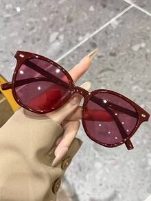 1 件女士圆框时尚眼镜，配有可爱的装饰性透明镜片，适合户外活动，女士沙滩配饰，适合夏季海滩度假、户外、旅行休闲风格的眼镜，超大圆框，适合外出装、返校 - 彩色 - 查看 18