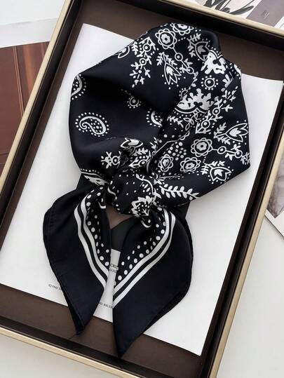 1 件佩斯利印花仿丝男士头巾、百搭围巾、头带、装饰品