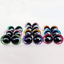 20颗闪亮眼睛,黑色塑料娃娃眼睛,尺寸12/14/16/18/20毫米,3D立体闪光眼睛带环,适用于钩编、阿米格鲁米娃娃、塑料钩编眼睛、泰迪熊DIY配件 - 多色-Moon Eyes - 查看 2