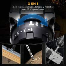 Taladro Inalámbrico 48V, 3 Modos de Trabajo, Incluidos Apriete, Perforación e Impacto, 25 Ajuste Esfuerzo de torsión, Con 2 Baterías Y Cargador, Para Madera\/Metal\/Bricolaje,Etc(Auzl\/Nueva Y Mejorada) - albaricoque - Ver 4