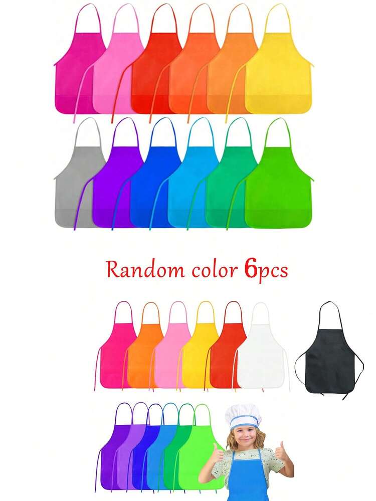 1 pieza Delantal de artista para niños - No tejido, apto para cocina, aula, eventos comunitarios, fiestas, manualidades y actividades de pintura artística, color aleatorio - Multicolor - Añade 9