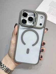 Phone 17 Pro Max Phone Case With A Magnetic Transparent Back For Phone Models 16, 15, 14, 13, 12, And 11 Pro Max Plus, Featuring A Metal Lens Holder And Protective Glass Lens Cover. - Màu xám đen - Xem 1