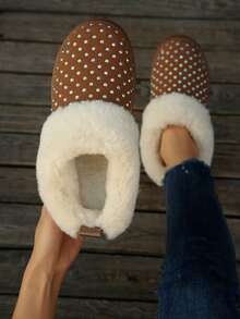 Bốt đi tuyết đế dày chống trượt, lông ấm áp đính đá cỡ lớn thu/đông dành cho nữ - màu nâu - Xem 5