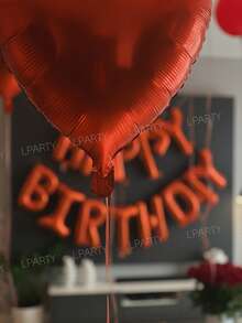 36件組紅色主題裝飾氣球，16英吋紅色「Happy Birthday」字母鋁箔氣球，18英吋紅色心形氣球，鋁箔亮片氣球，10英吋紅色乳膠氣球 - 紅色生日快樂 - 查看 6