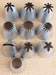 10pcs Medium Piping Tips Set, Stainless Steel Cake Decorating Tips For Cupcakes, Cookies, Pastry, Back To School - Silver - View 6