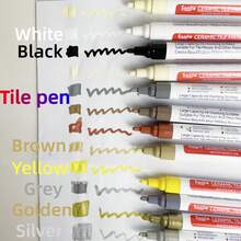 10pcs White/Gold, Tile Seam Repair Pen, White Tile Filling Pen, Bathroom Tile Floor Repair Kit, Mildew Proof And Waterproof Tile Marker, Home Improvement Wall Seam Marker