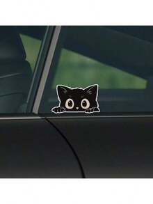 适用于汽车、摩托车和电动车的防水黑猫贴纸 - 可爱的偷看猫设计，自粘乙烯基贴花，非常适合划痕遮盖和车辆定制，摩托车贴花 - 均碼 - 查看 2