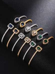 1 Piece Exquisite, Gorgeous, High-End, Versatile Copper Inlaid Cubic Zirconia Women's Bracelet, Women's Valentine's Day Gift Wedding Jewelry, Suitable For High-End Occasions, Daily Wear, For Mothers, Mother's Day Gift ﻿ - 1# - View 10