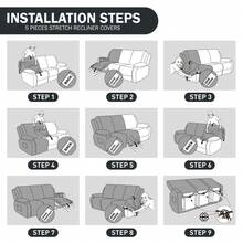 Stretch Recliner Sofa Cover - 5 Pieces Plush Fabric Slipcovers & Durable Furniture Protector For Reclining Couch, Ideal For Kids And Pets (3 Seater Light Grey) - 淺灰色 - 查看 7