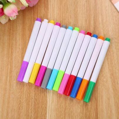 12pcs Colorful Drawing Pens - Dustless Erasable Chalkboard Markers, Acrylic Paint Markers. Minimalist Design, Ideal For Painting, Art, And DIY Projects. Waterproof, Non-Bleeding, Blendable, And Layerable. Washable, Suitable For Fabric, Glass, Ceramic, Plastic, And Most Other Surfaces.