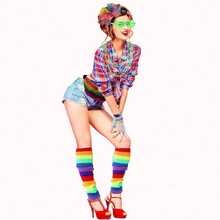 Costum de petrecere pentru femei, anii 1980, set de accesorii pentru ținute, anii '80, include borsetă, jambiere, cercei, mănuși plasă, colier, ochelari, brățară, bandă de susținere - Costum de petrecere/rochie retro anii '80, Halloween