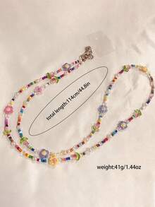 1pc Women's Colorful Beaded Necklace, Long Sweater Chain For Holidays, Weddings, Jewelry - Color - View 2