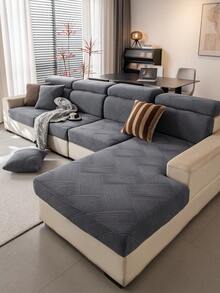 1 pieza Funda de sofá de unicolor y de felpa con cobertura completa, amigable con las mascotas, resistente a la suciedad, lavable, adecuada para todas las estaciones, decoración navideña y de Año Nuevo para el hogar, protector de sofá para sofás de 1/2/3/4 plazas