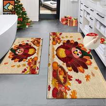 1 pieza Felpudo antideslizante con diseño de pavo de otoño de Acción de Gracias, felpudo antideslizante de fibra súper, adecuado para decoración de fiestas festivas, cocina, baño, comedor, dormitorio, puede ser un regalo de Acción de Gracias