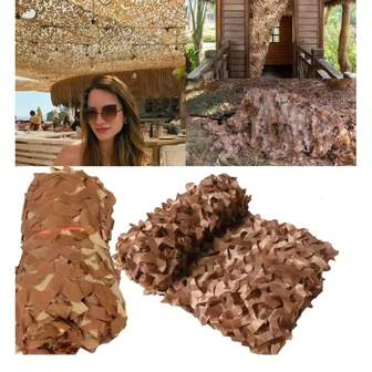 1 pieza Red de camuflaje para caza, toldo de sombra camuflado para automóvil, malla de sombra para exteriores, decoración de jardín en estilo camuflaje del desierto